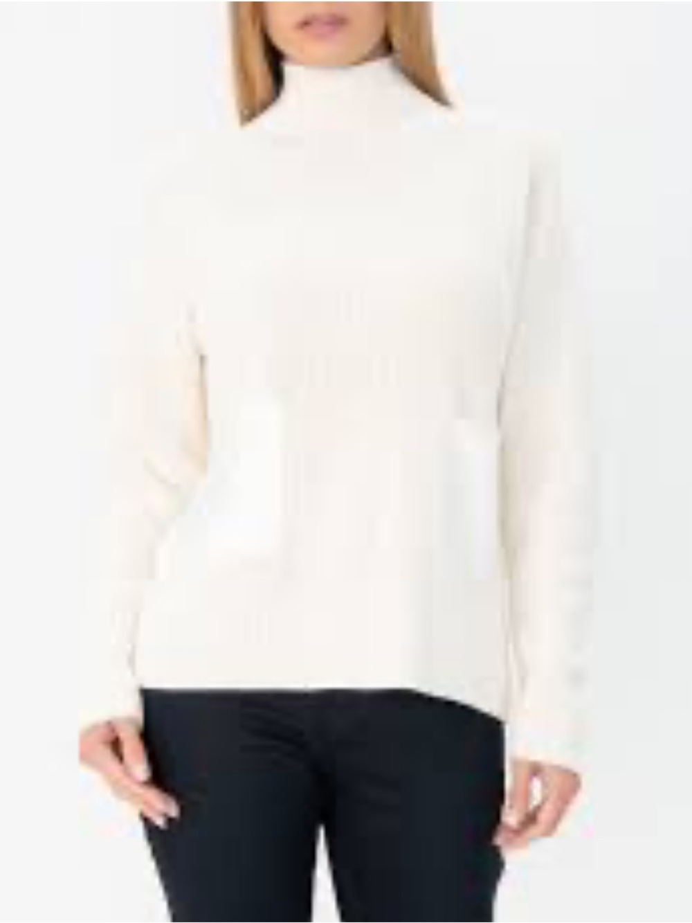 BOSS Cream Turtleneck Sweater with Satin Pockets